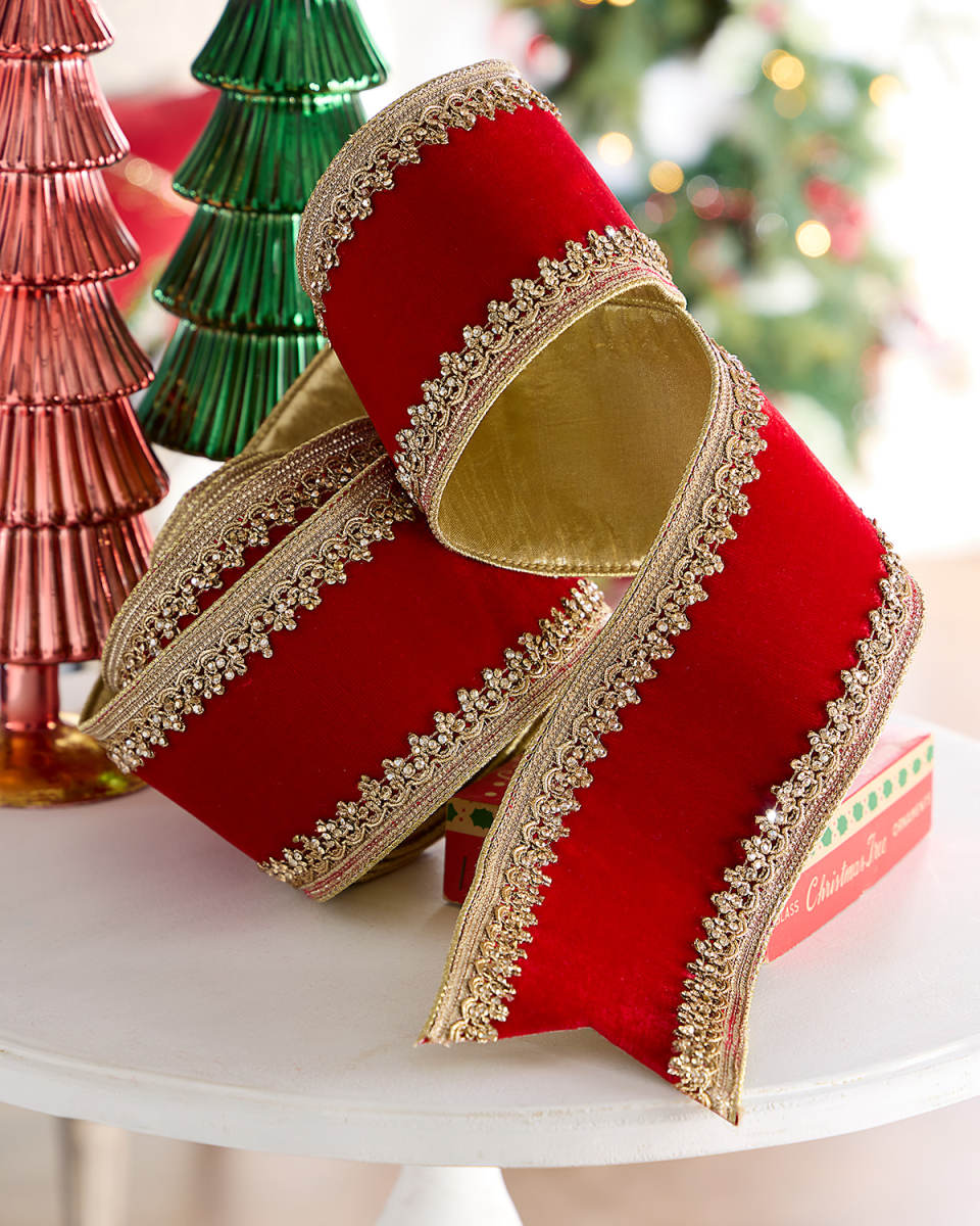 Jewel Countess Trimmed Velvet Ribbon, 4"W x 5 Yards